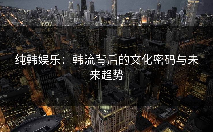 纯韩娱乐：韩流背后的文化密码与未来趋势