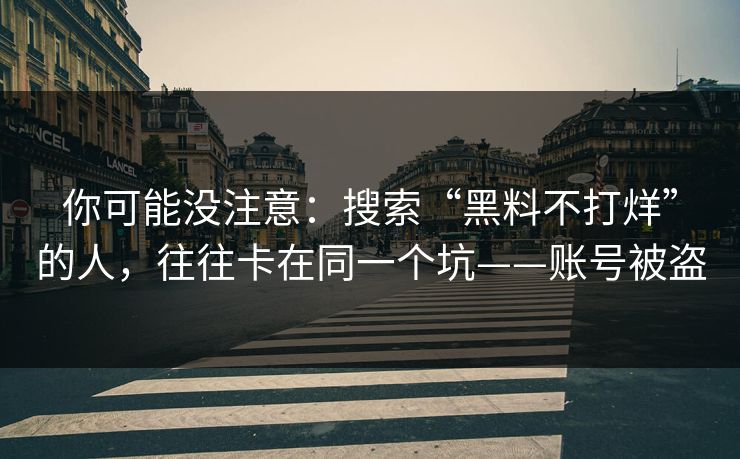 你可能没注意：搜索“黑料不打烊”的人，往往卡在同一个坑——账号被盗